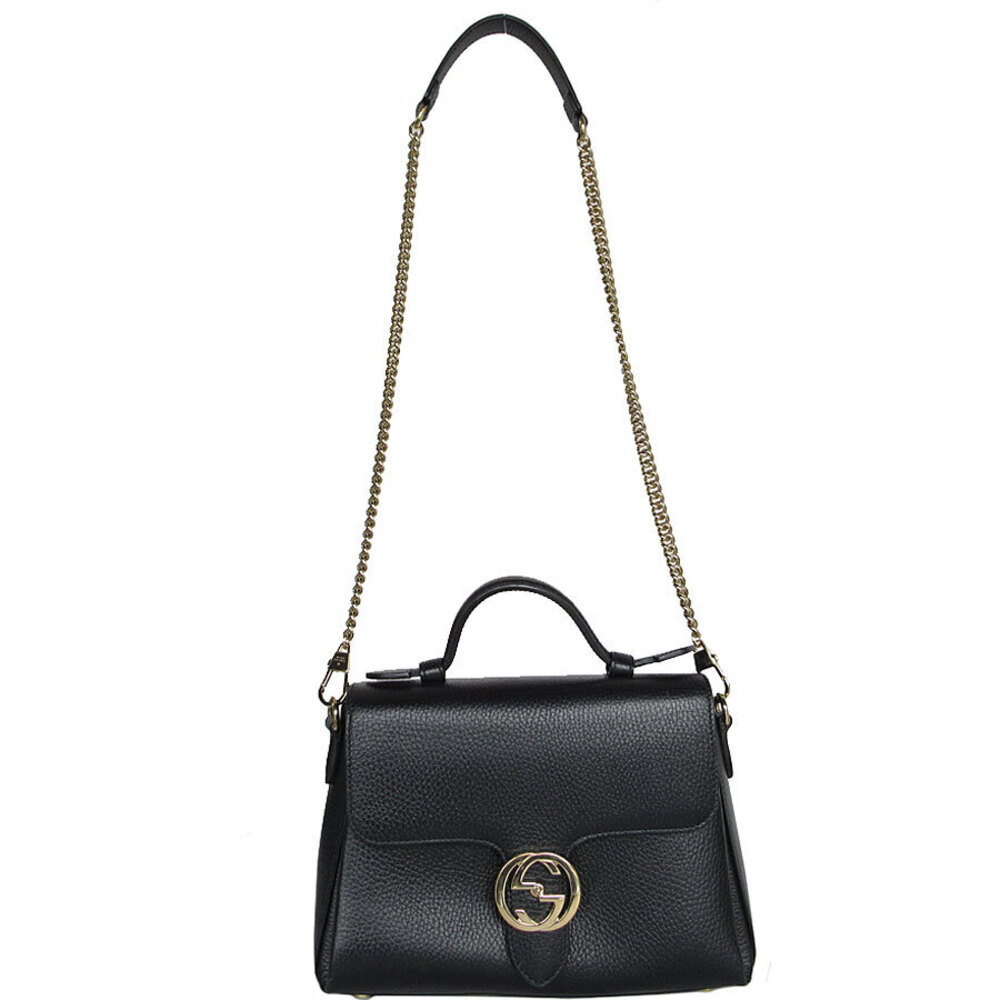 Gucci Leather GG Shoulder Black Interlocking Bag